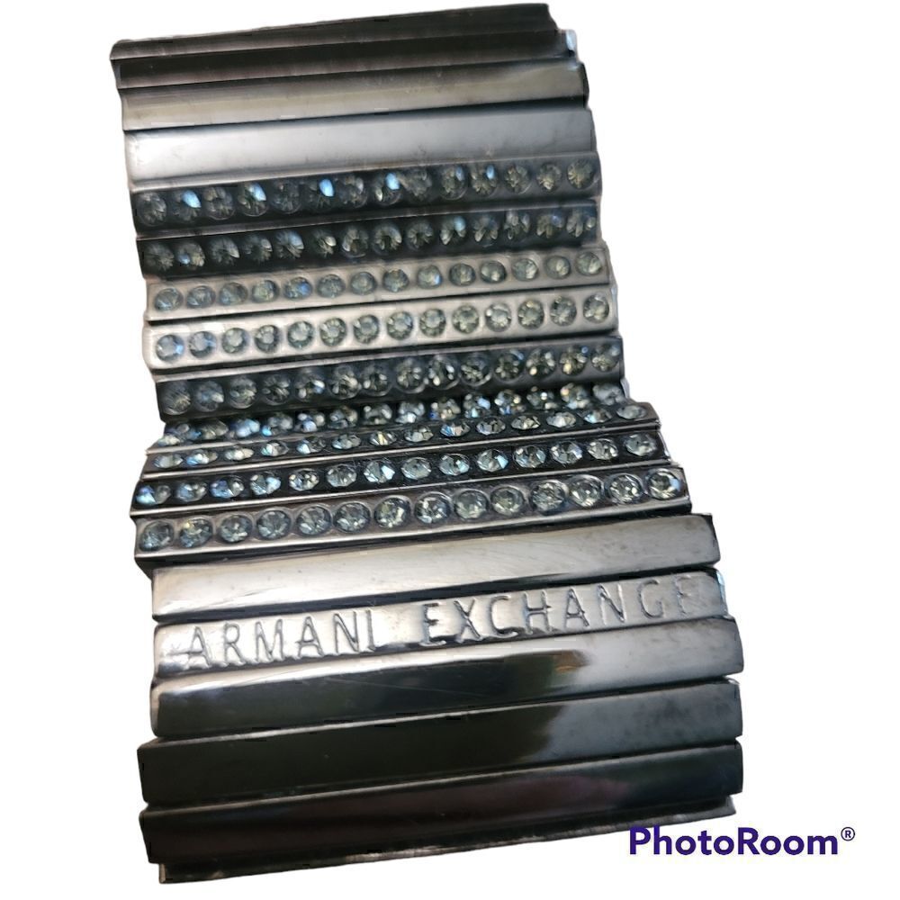 Armani exchange pewter color vintage stretchy bracelet with rhinestones